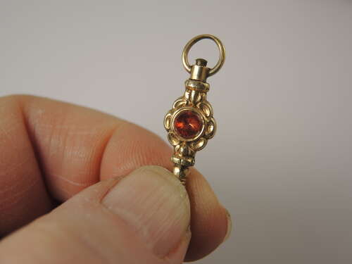 Victorian gilt and stone set pocket watch key c1850