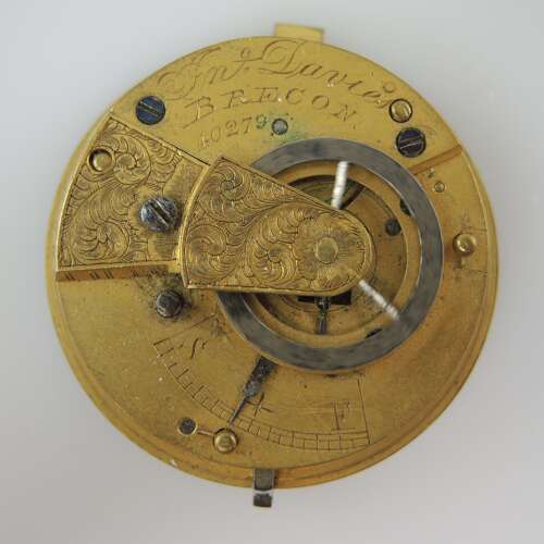 Georgian verge fusee pocket watch movement. Davies, Brecon c1820