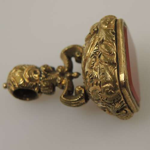 Fancy gilt Victorian stone set seal c1850