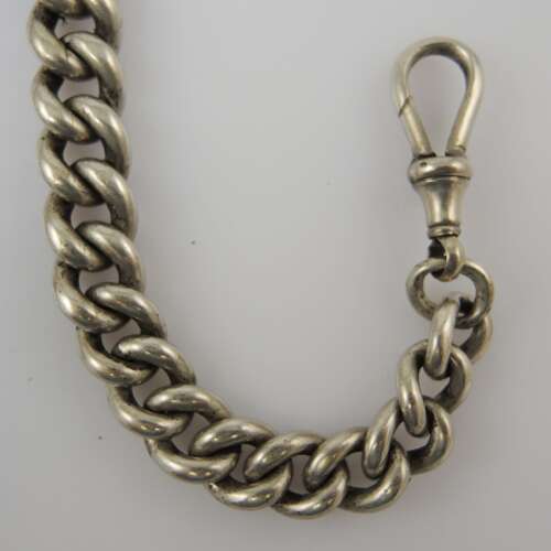 Massive English silver chain with military fob. 93g in weight c1899