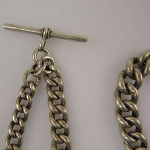 Massive English silver chain with military fob. 93g in weight c1899