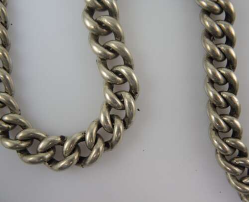 Massive English silver chain with military fob. 93g in weight c1899