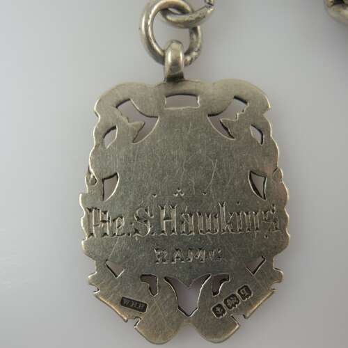 Massive English silver chain with military fob. 93g in weight c1899