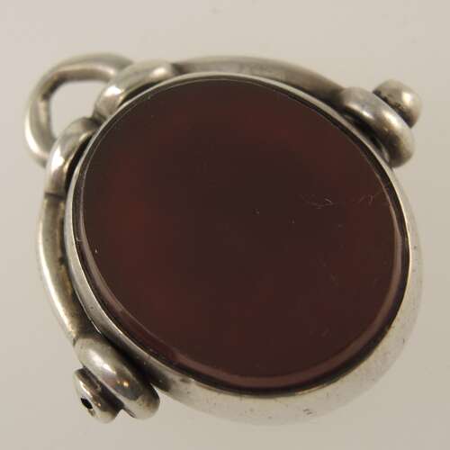 Victorian English silver and bloodstone swivel fob c1893