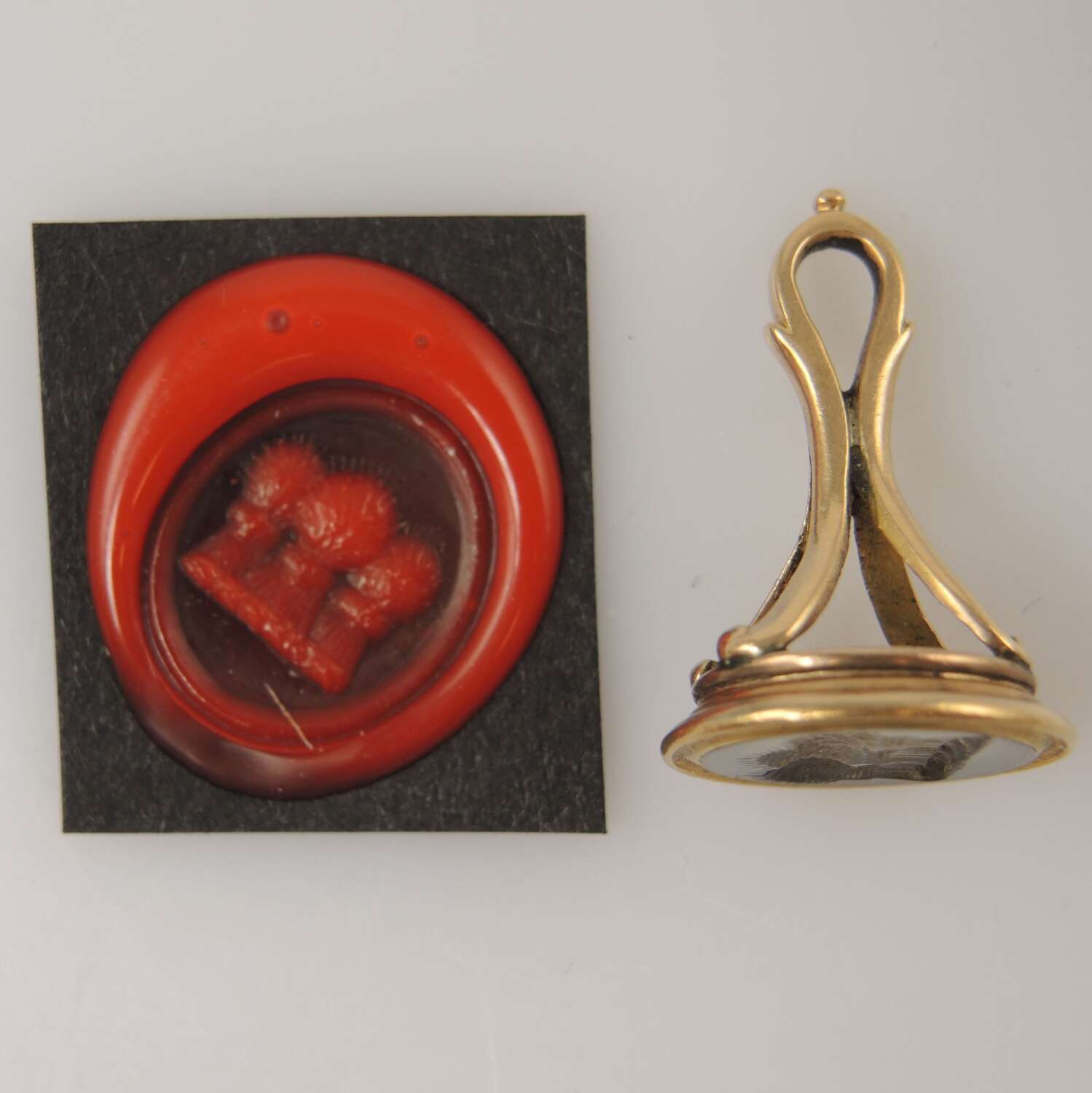 Beautiful 15K gold Georgian seal with a wheatsheaf Intaglio c1810