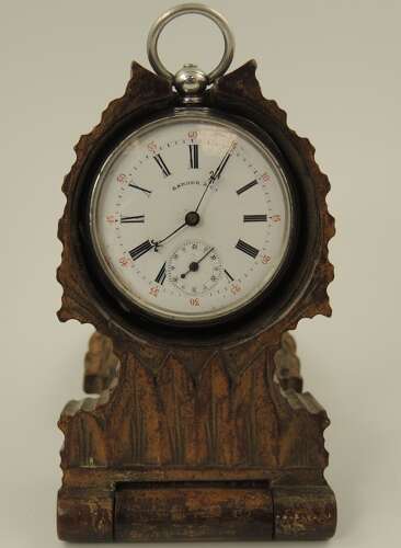 Black Forest watch stand with unusual carving c1890