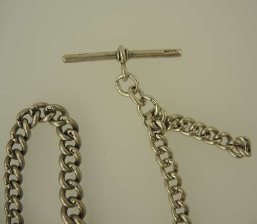 Good English Silver Single pocket Watch Chain. Birmingham 1915