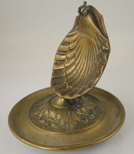 Arts and crafts pocket watch stand. Clam shell c1890