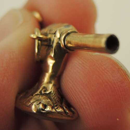 Solid 15K Gold AXE and FIST shaped pocket watch key c1820