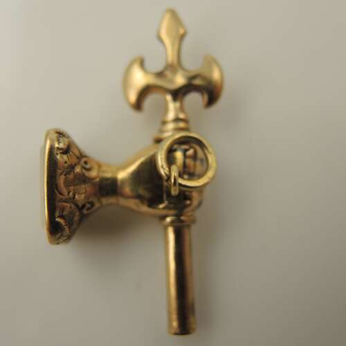 Solid 15K Gold AXE and FIST shaped pocket watch key c1820