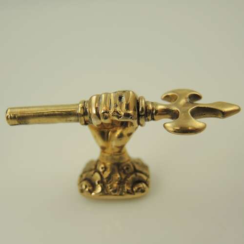 Solid 15K Gold AXE and FIST shaped pocket watch key c1820