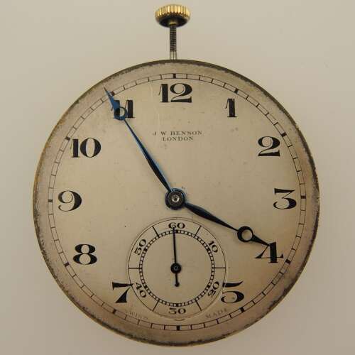 JW Benson Swiss made pocket watch movement c1910
