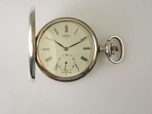 Sterling silver full hunter pocket watch by Rotary. Recent