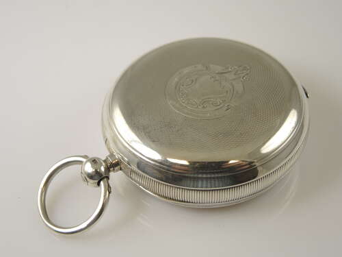 LARGE English silver key wound pocket London 1890