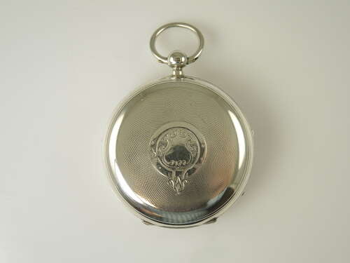 LARGE English silver key wound pocket London 1890