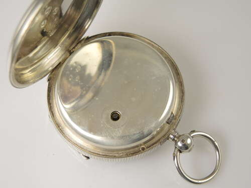 LARGE English silver key wound pocket London 1890