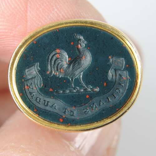 Top Quality Georgian 18K gold Seal with a cockerel intaglio 1820