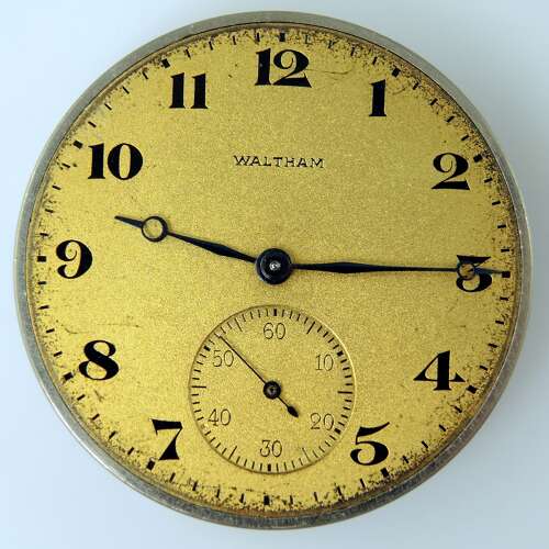 12s 15J Waltham pocket watch movement. c1917