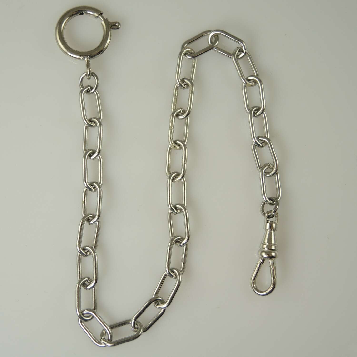 Vintage white metal pocket watch chain c1910