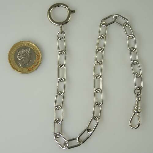 Vintage white metal pocket watch chain c1910