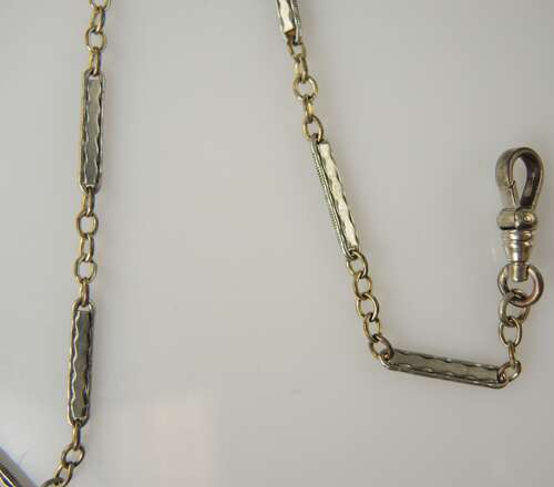 Art deco two tone pocket watch chain c1920