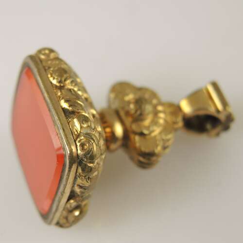 Victorian gilt cased seal set with a RED AGATE stone c1850