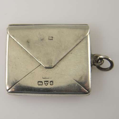 English silver STAMP CASE envelope fob Chester 1903