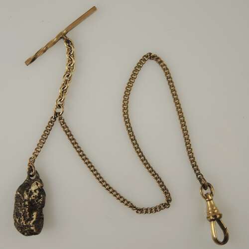 Fine vintage pocket watch chain with a nugget fob c1910