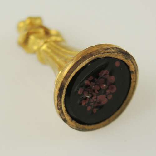 Georgian gilt metal CHARM sized seal with a DOG intaglio c1810