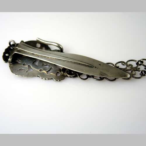Victorian Silver Chatelaine belt hook and panel and watch chain c1890