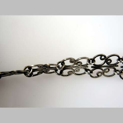 Victorian Silver Chatelaine belt hook and panel and watch chain c1890