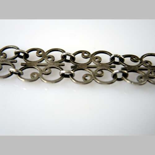 Victorian Silver Chatelaine belt hook and panel and watch chain c1890