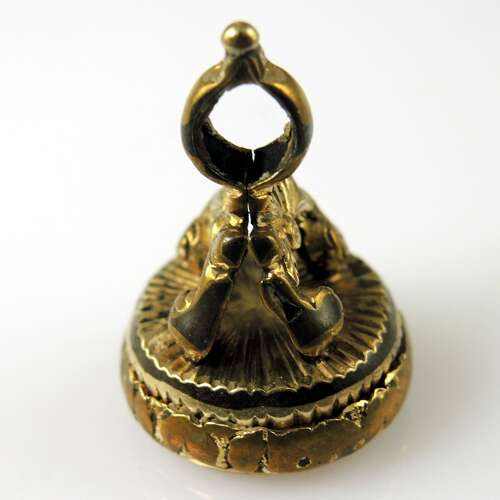 Victorian gilt metal and AGATE set seal fob c1890
